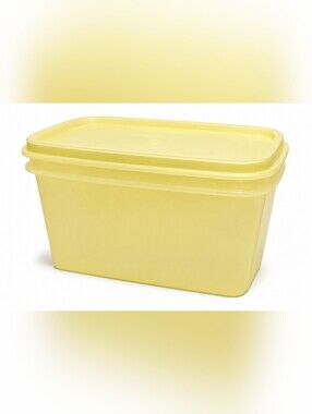 Vintage Tupperware 1243 Yellow Shelf Saver Rectangle Storage Container w/ Lid